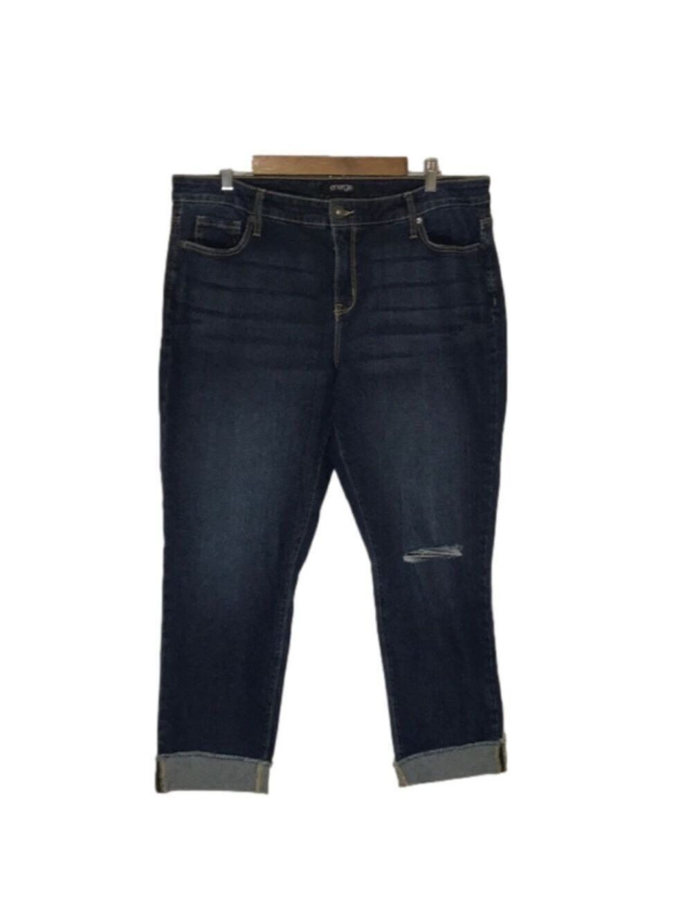 Boyfriend Distressed Roll Cuffed Jeans Size 17